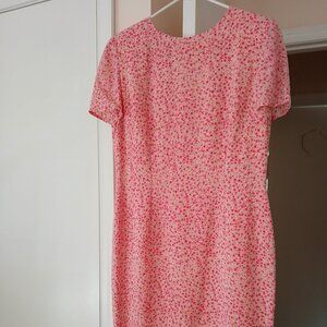 Maggie & Me Pink Floral Dress/100% Silk/Fully Lined/Sz 8